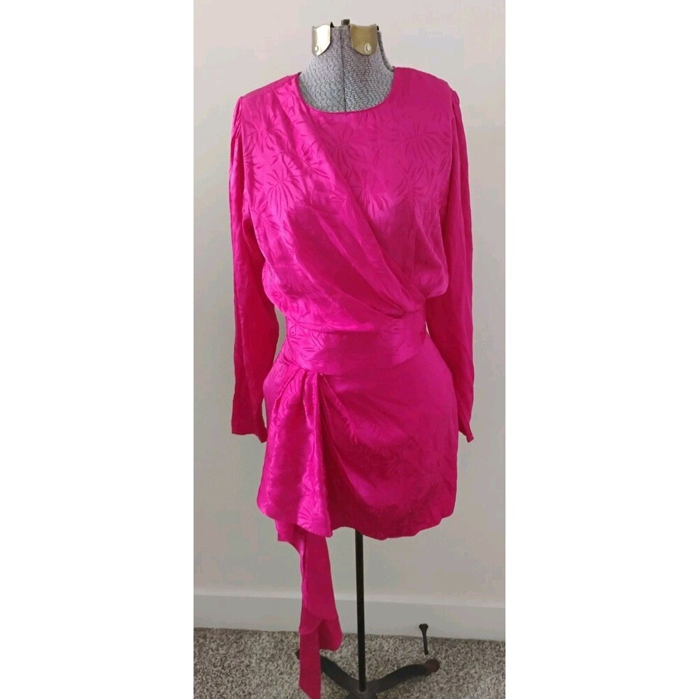 Ronny Kobo Pink Dress Blend Santana Silk Tropical Blend Ruffle XXS XS Sexy Party